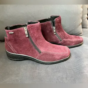 ARA US 6 MILA Maroon SUEDE GORE-TEX BOOT Double Zipper