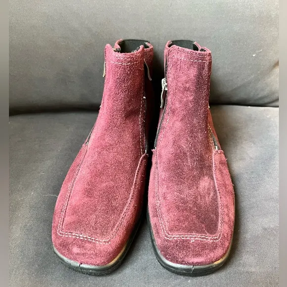 ARA US 6 MILA Maroon SUEDE GORE-TEX BOOT Double Zipper