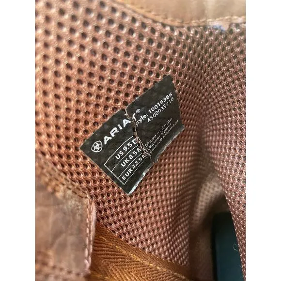 Ariat Heritage R Toe Western Cowboy Boot men’s 9.5 brown leather stitched rodeo