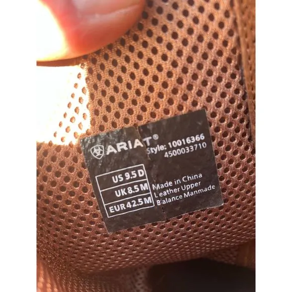 Ariat Heritage R Toe Western Cowboy Boot men’s 9.5 brown leather stitched rodeo