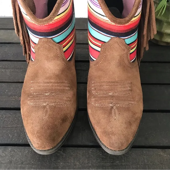 Ariat Kids Duchess Western Short Boot Fringe Southwestern Stripes