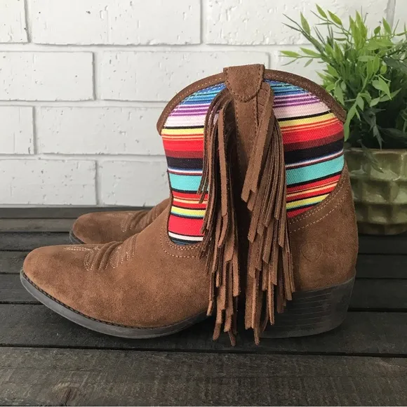 Ariat Kids Duchess Western Short Boot Fringe Southwestern Stripes