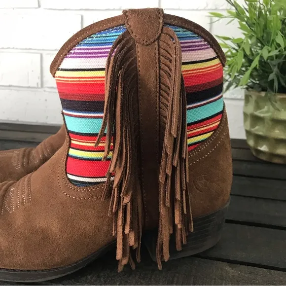 Ariat Kids Duchess Western Short Boot Fringe Southwestern Stripes