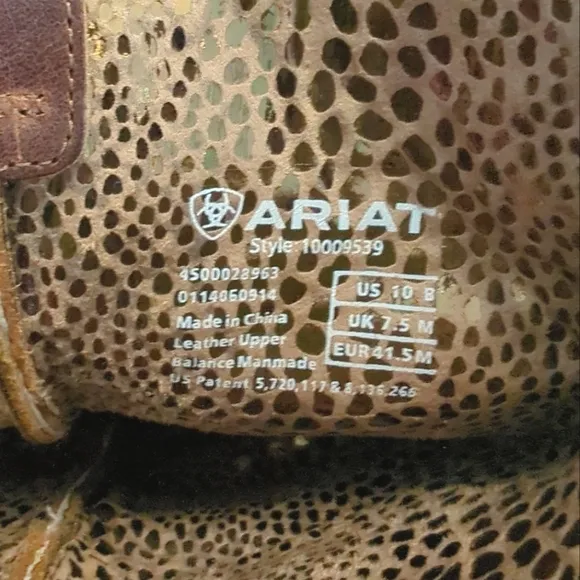 Ariat Runaway Studded Leather Western Cowboy Performance Boots 10M Brown EUC