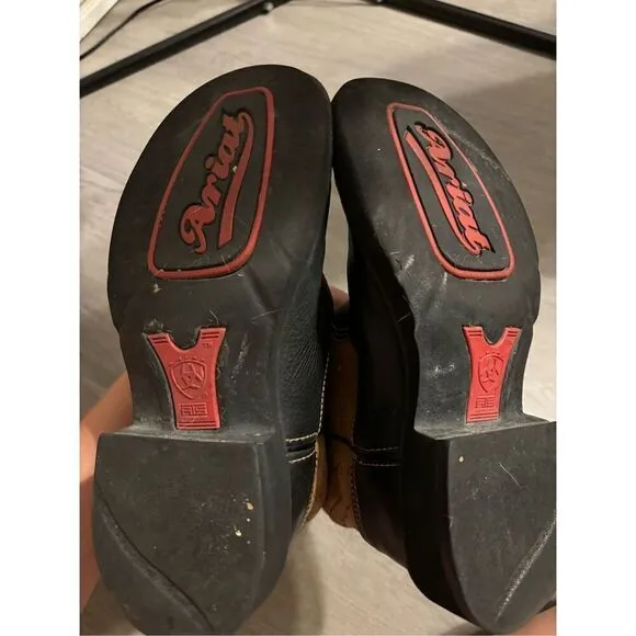 Ariat Short Tan,Red, and Black Boots Sz 6B Women’s