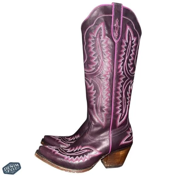 Ariat Women’s DEEP AMETHYST Leather Casanova Snip Toe Western Cowboy Boots