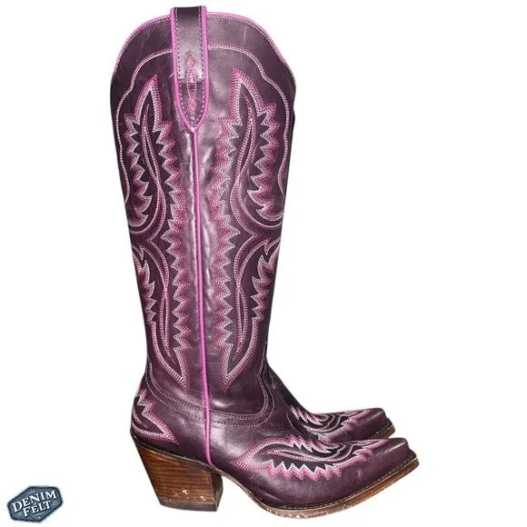 Ariat Women’s DEEP AMETHYST Leather Casanova Snip Toe Western Cowboy Boots