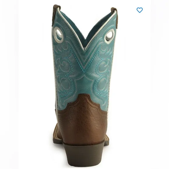 Ariat Women’s Fatbaby Teal and Brown Leather Short Cowboy Boots Size US 4 LR