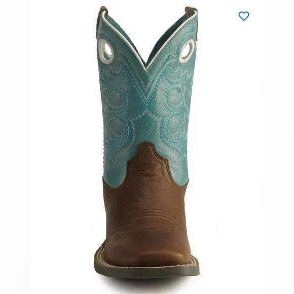 Ariat Women’s Fatbaby Teal and Brown Leather Short Cowboy Boots Size US 4 LR