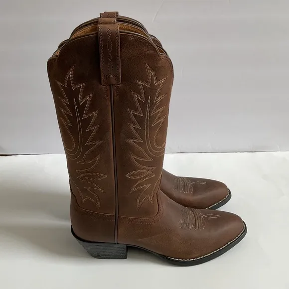 ARIAT Women's Heritage Western R Toe Boots Distressed Brown Leather Size 6.5B