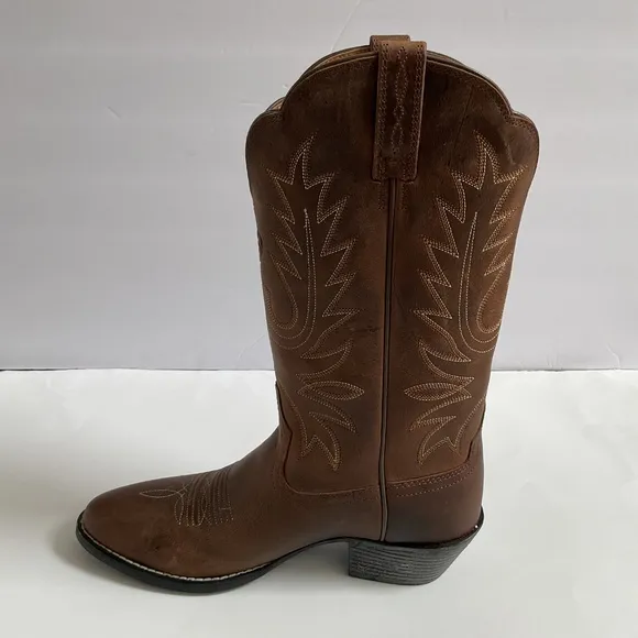 ARIAT Women's Heritage Western R Toe Boots Distressed Brown Leather Size 6.5B