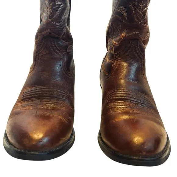 Ariat Women’s Sz 6.5 Brown Leather Embroidered Cowboy Boots Western Round Toe