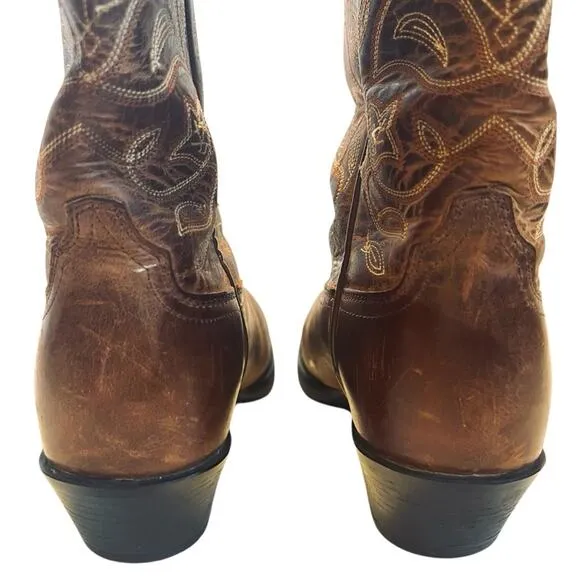 Ariat Women’s Sz 6.5 Brown Leather Embroidered Cowboy Boots Western Round Toe