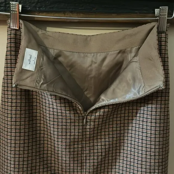Aritzia Wilfred Dorine Plaid Wool Cashmere Faux Wrap Tie Front Mini Skirt Size 4
