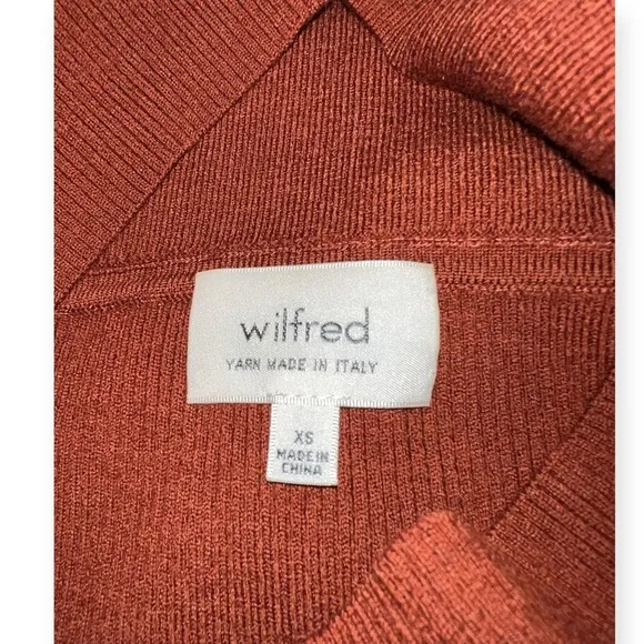 Aritzia WILFRED WOOL Knit Off Shoulder Sweater Dress stretch Burt Red XS Italy