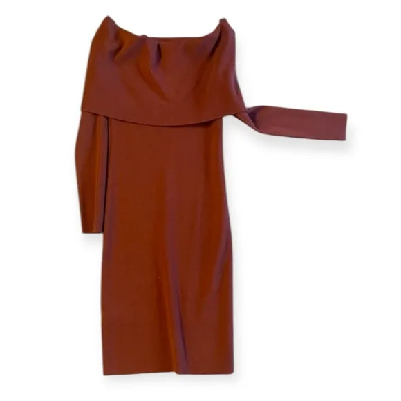 Aritzia WILFRED WOOL Knit Off Shoulder Sweater Dress stretch Burt Red XS Italy