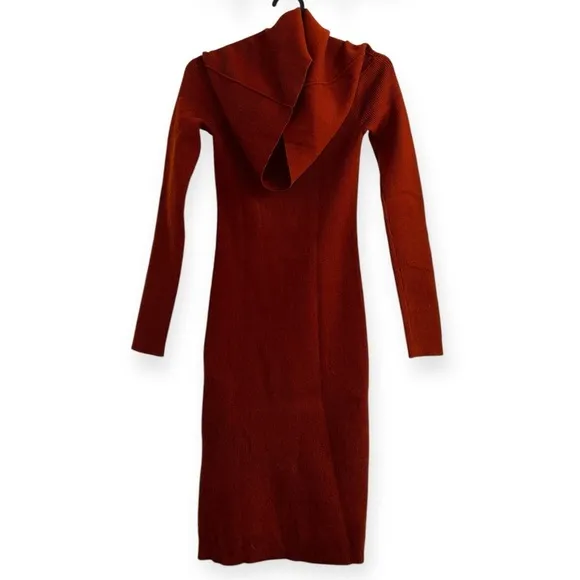 Aritzia WILFRED WOOL Knit Off Shoulder Sweater Dress stretch Burt Red XS Italy