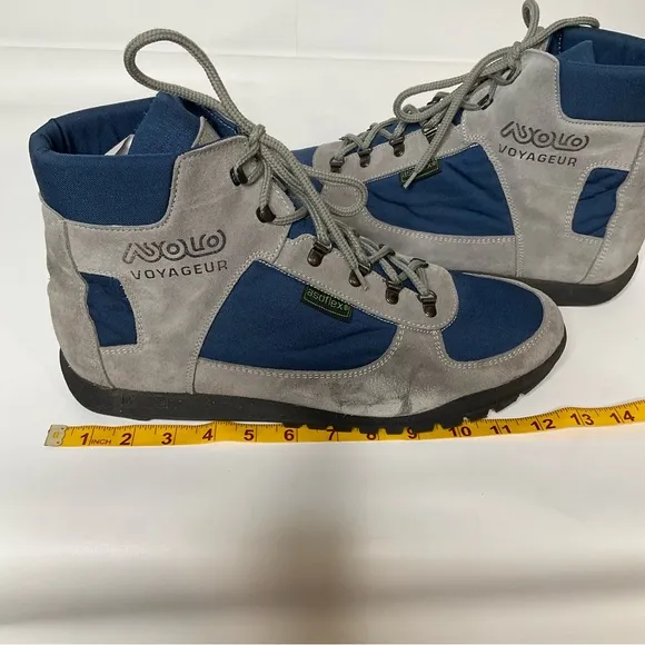 Asolo Voyageur Leather Nylon Hiking Boots Asoflex Blue Gray Lace Up