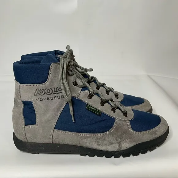 Asolo Voyageur Leather Nylon Hiking Boots Asoflex Blue Gray Lace Up