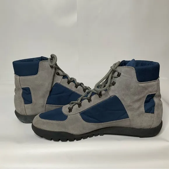 Asolo Voyageur Leather Nylon Hiking Boots Asoflex Blue Gray Lace Up