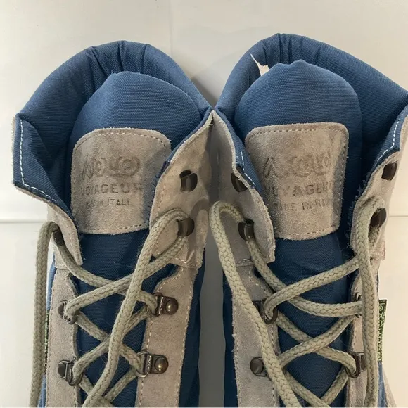 Asolo Voyageur Leather Nylon Hiking Boots Asoflex Blue Gray Lace Up