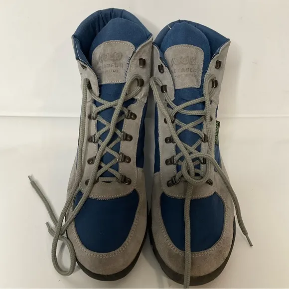 Asolo Voyageur Leather Nylon Hiking Boots Asoflex Blue Gray Lace Up
