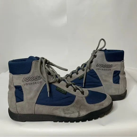 Asolo Voyageur Leather Nylon Hiking Boots Asoflex Blue Gray Lace Up