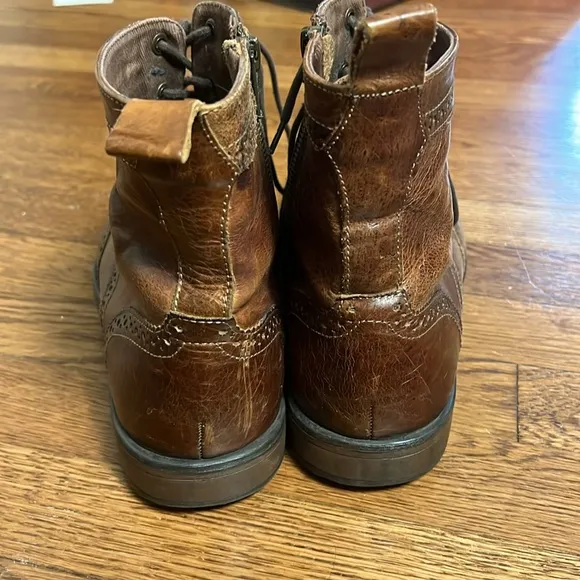 Aston Grey Men’s 10 Brown Leather Short Tie Up Boots