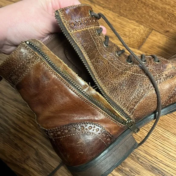 Aston Grey Men’s 10 Brown Leather Short Tie Up Boots
