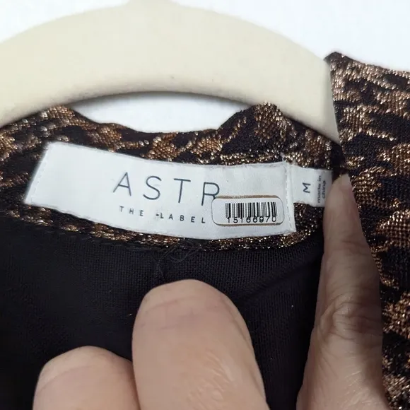 ASTR The Label Nia Copper Houndstooth Long Sleeve Mini Dress Size M