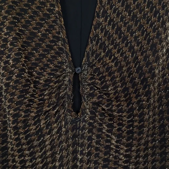 ASTR The Label Nia Copper Houndstooth Long Sleeve Mini Dress Size M