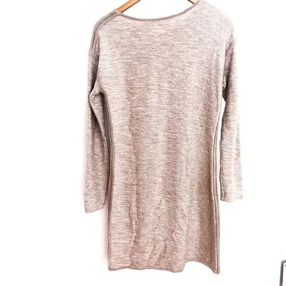 Athleta Heather Marled Retreat Sweater Dress Oatmeal Cream Size Small