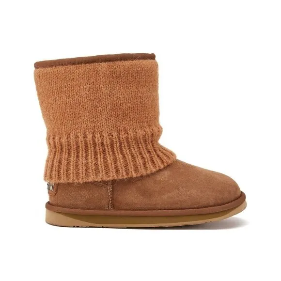 Australia Luxe Boots Women 9 Chestnut Fame Short Suede Brown Knit New