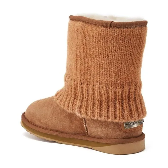 Australia Luxe Boots Women 9 Chestnut Fame Short Suede Brown Knit New