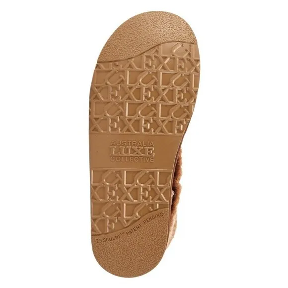 Australia Luxe Boots Women 9 Chestnut Fame Short Suede Brown Knit New