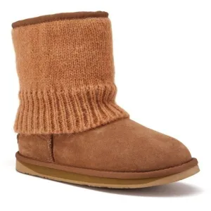 Australia Luxe Boots Women 9 Chestnut Fame Short Suede Brown Knit New