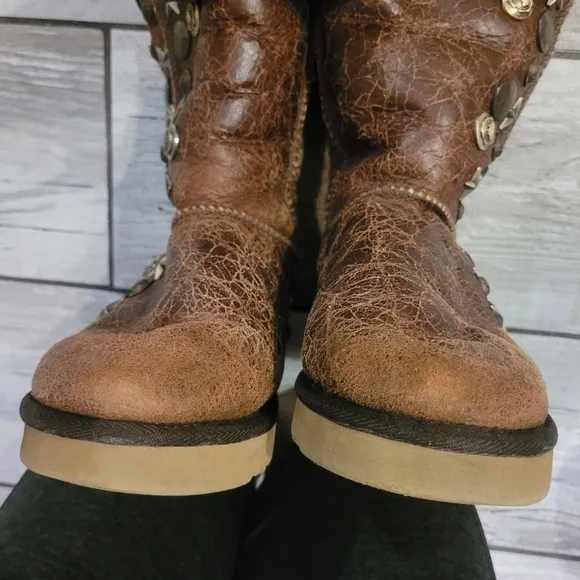 Australia Luxe Collective brown sheepskin Studded Knee-High Boots Women's 5
