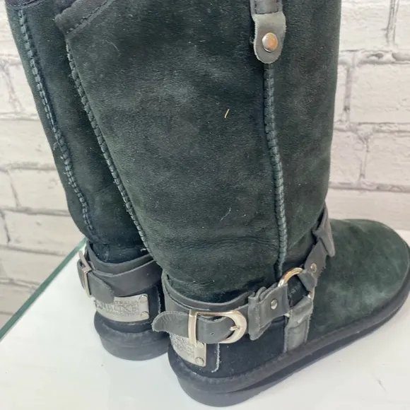 Australia Luxe Collective Womens Dita Short Boots Genuine Sheepskin Black Size 5