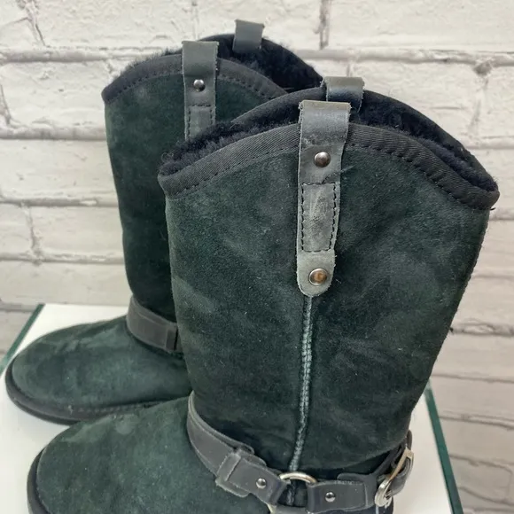 Australia Luxe Collective Womens Dita Short Boots Genuine Sheepskin Black Size 5