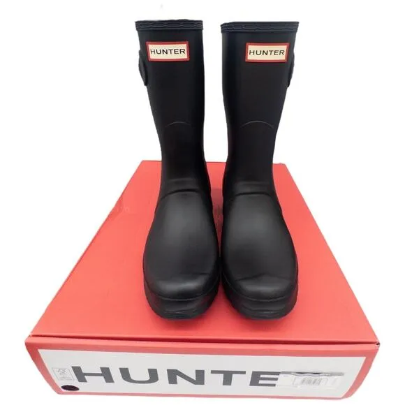 Authentic Hunter Women's Original Short Rain Boots Black 8