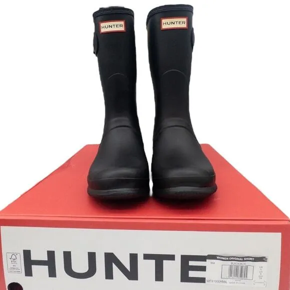 Authentic Hunter Women's Original Short Rain Boots Black 8