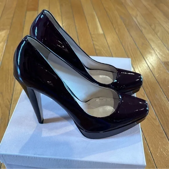 Authentic Miu Miu Dark Red Patent Platform Pumps Heels Shoes Sz 40 US 10