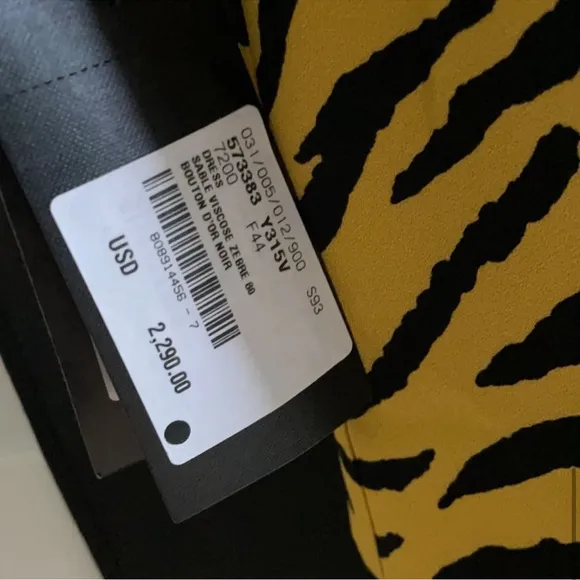 Authentic Saint Laurent Yellow TigerDress new with Tags