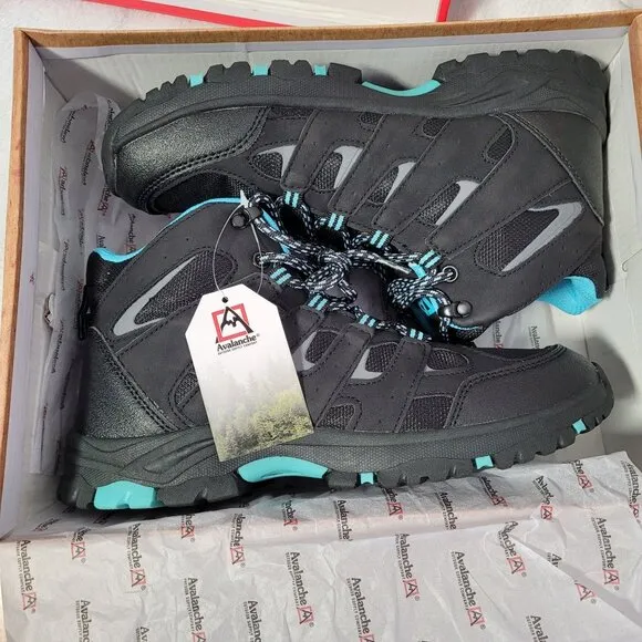 Avalanche Women's Hiking Boots Black Gear Ankle Lace Up Outerwear Shoes Size 9