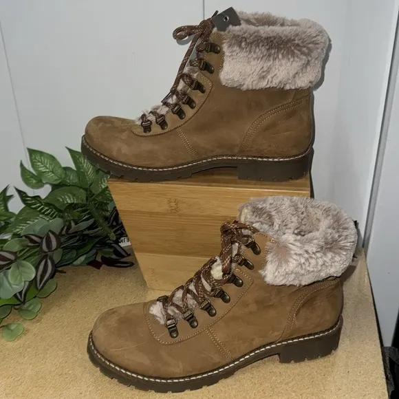 Avellini Cozy-Lined Lace-Up Nubuck Suede Boots (1425)