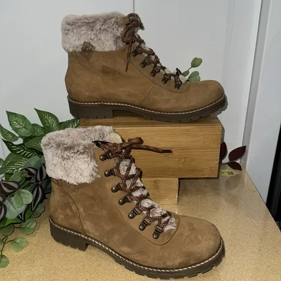 Avellini Cozy-Lined Lace-Up Nubuck Suede Boots (1425)