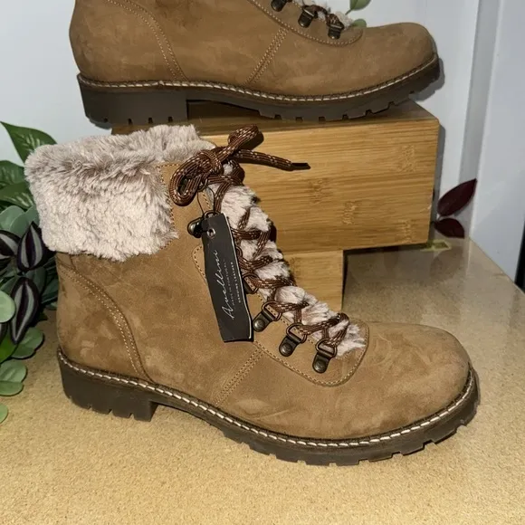 Avellini Cozy-Lined Lace-Up Nubuck Suede Boots (1425)