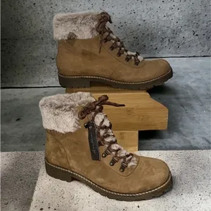 Avellini Cozy-Lined Lace-Up Nubuck Suede Boots (1425)