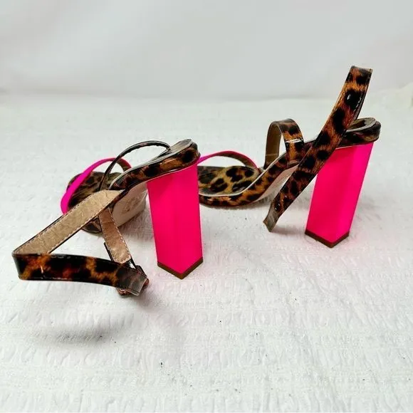 Azalea Wang Leopard Strappy Heels- Size 8.5