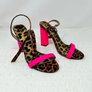 Azalea Wang Leopard Strappy Heels- Size 8.5